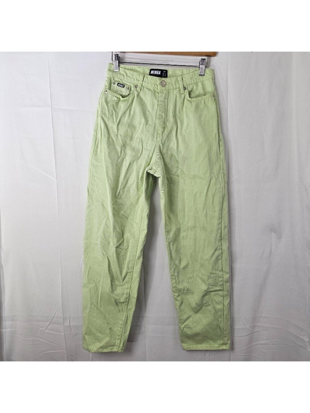 Minga London Jeans Womens 4 27x26 Green Straight Leg High Rise Denim Skater